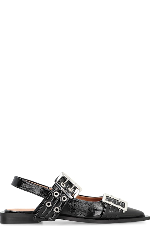 Shoes Sale for Women Ganni Feminine Buckle Faux Leather Slingback Pumps