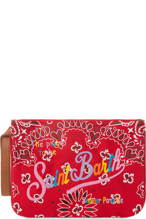 Luggage for Women MC2 Saint Barth Parisienne Canvas Pouch Bag With Bandanna Print