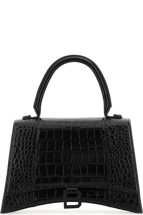 Homeware Balenciaga Black Leather Hourglass Handbag