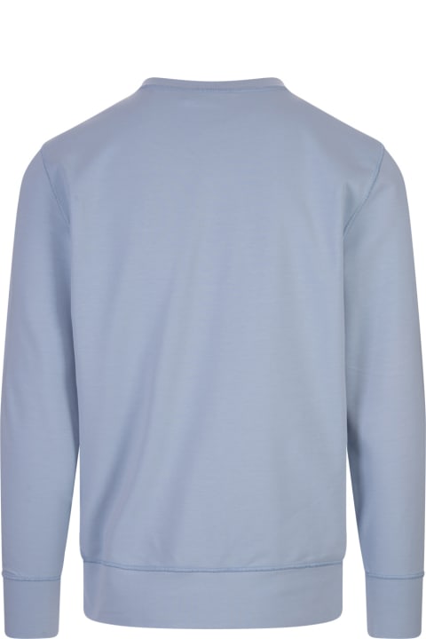 Kiton for Men Kiton Light Blue Crew Neck Sweatshirt With Logo