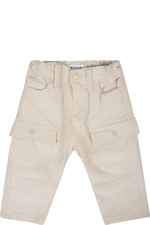 Ivory Trousers For Baby Boy With Eagle