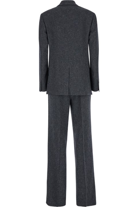 Suits for Women Mauro Grifoni Grey Double-breasted Suit With Notched Revers In Stretch Fabric Woman