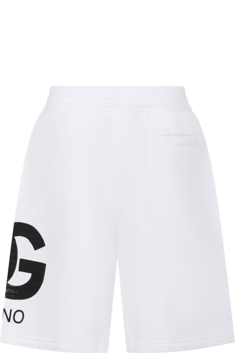Dolce & Gabbana Kids Dolce & Gabbana White Shorts For Boy With Iconic Monogram