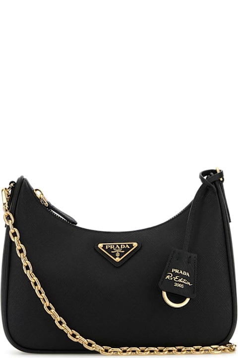 Bags for Women Prada Black Leather Re-edition 2005 Shoulder Bag