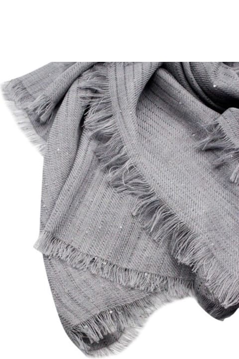 Fabiana Filippi Scarves & Wraps for Women Fabiana Filippi Wool Scarf Embellished With Micro Sequins With Fringes On The Sides Measuring 175 X 160 Cm