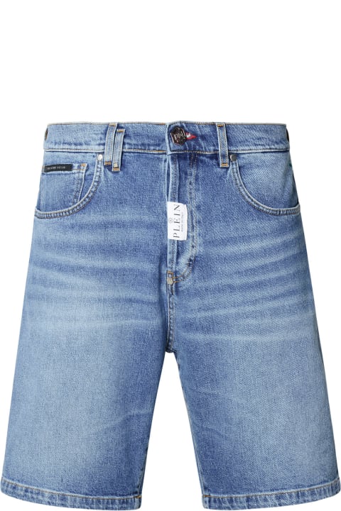 Philipp Plein Pants for Men Philipp Plein 'formantera' Blue Cotton Bermuda Shorts