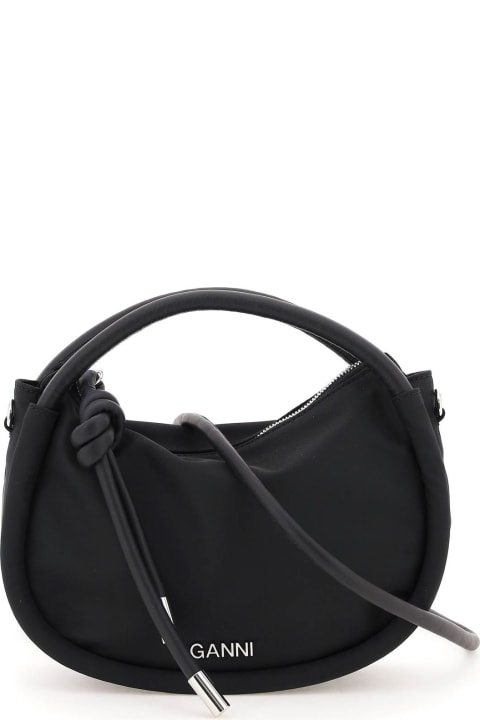 Ganni Shoulder Bags for Women Ganni Black Polyester Knot Mini Bag