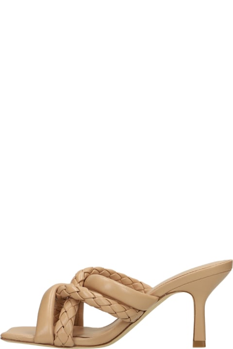 Ash Woman's Beige Leather Mules With Crossed Straps