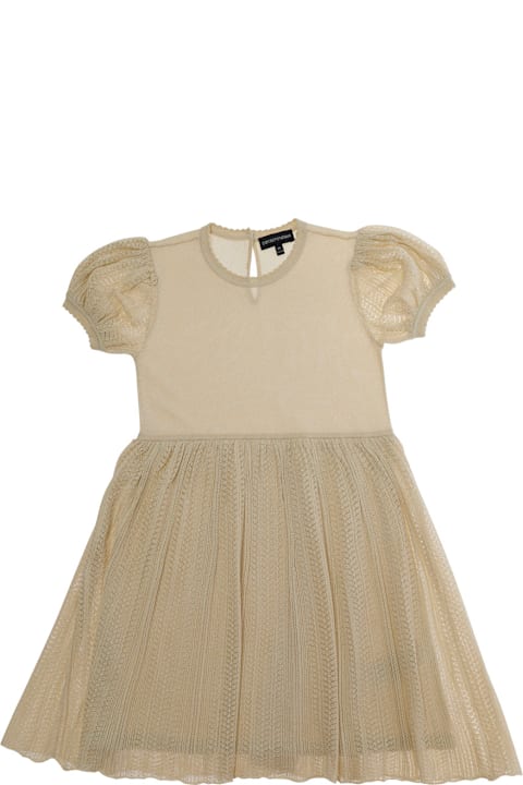 Homeware Emporio Armani Beige Dress With Round Neck And Flared Skirt In Fabric Girl