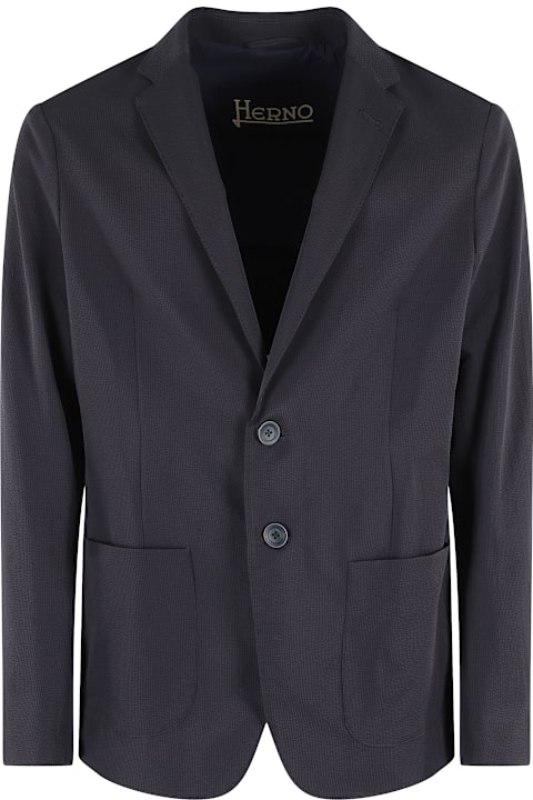 テーラードジャケット HERNO SS25 MAN LIGHT JACKET (GA000192U 12684 9200) Herno Seersucker Blazer - Navy - Galvin for Men
