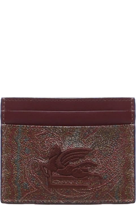 Luggage for Men Etro Card Holder With Paisley Motif And Logo