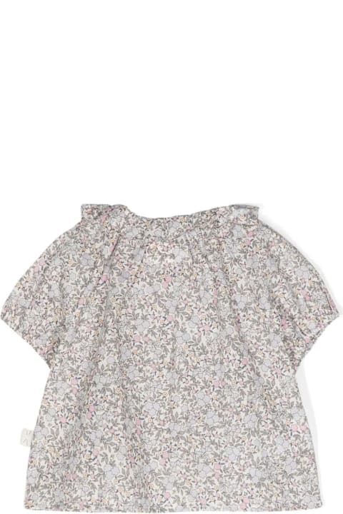 ベビーガールズ Teddy & MinouのTシャツ＆ポロシャツ Teddy & Minou Voile Shirt With Multicolor Flower Print
