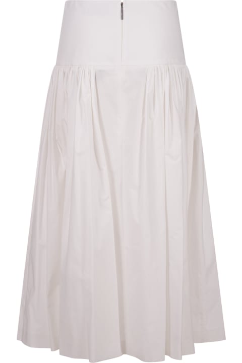 Clothing for Women MSGM Flared Midi Skirt In White Poplin