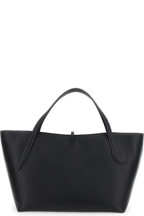 Little Liffner Bags for Women Little Liffner 'zip Penne' Black Tote Bag With Two Top Handles And Logo Plaque On The Front In Leather Woman