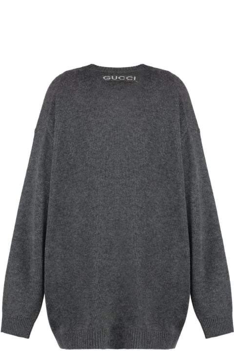 Gucci Sweaters for Women Gucci Drop Shoulder Fine Knit Cardigan