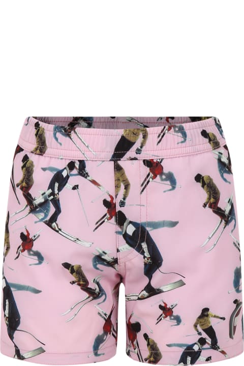 Colmar Swimwear for Boys Colmar Pink Swim Boxer For Boy With Print And Logo