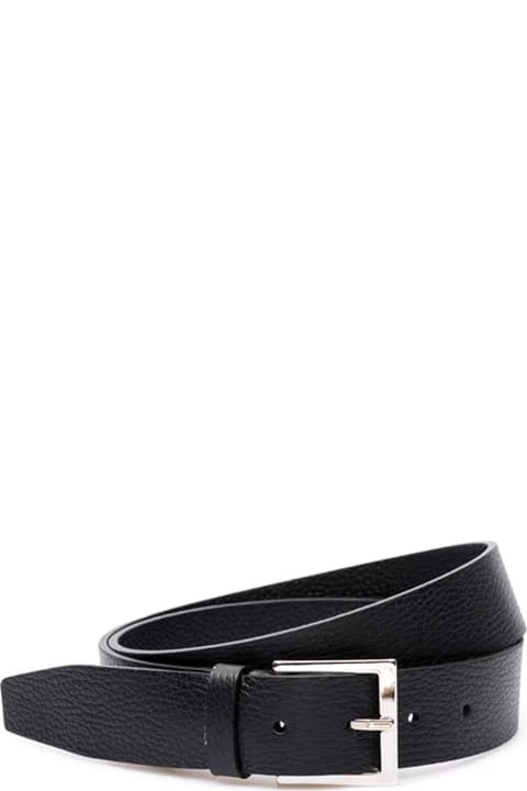 Belts for Men Orciani Black Leather Belt