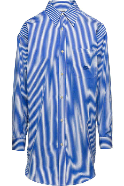 Etro for Women Etro Blue Striped Shirt With Drawing Detail On The Pocket In Cotton Woman