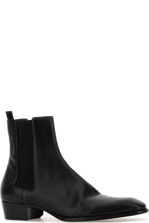 Homeware Saint Laurent Black Leather Chelsea Stanton Ankle Boots