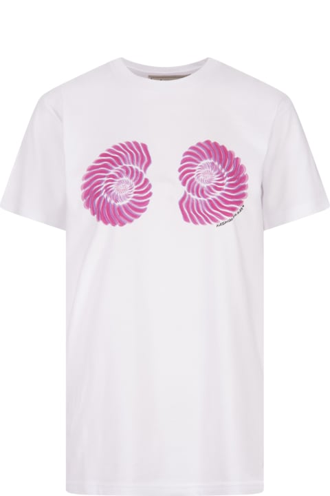 ウィメンズ Alessandro Enriquezのトップス Alessandro Enriquez White T-shirt With Ammonite Print