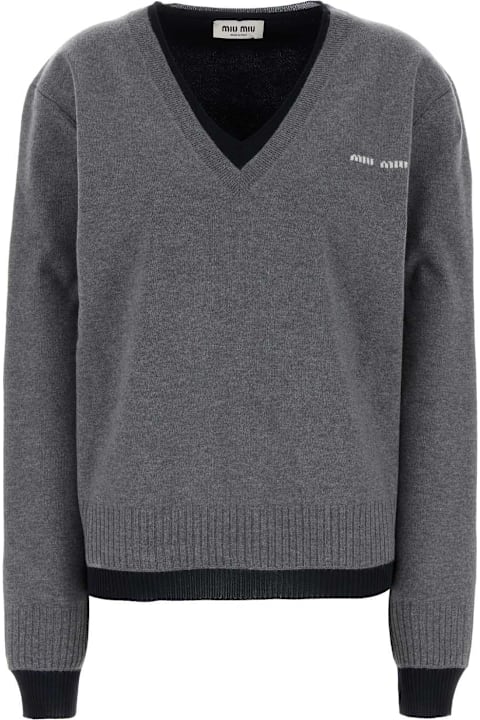Miu Miu سترات صوف وبدل رياضية لـ السيدات Miu Miu Two-tone Cashmere And Silk Oversize Sweater