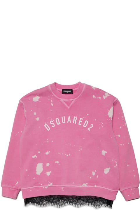 Fashion for Boys Dsquared2 Logo-printed Lace-trim Crewneck Sweatshirt