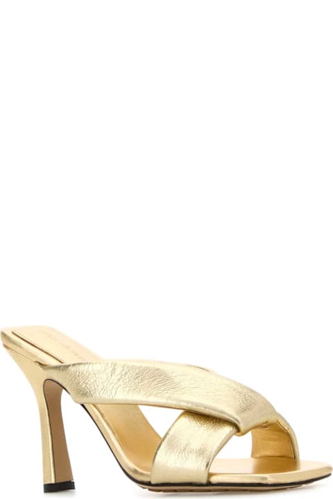 Bottega Veneta Gold Leather Niva Mules