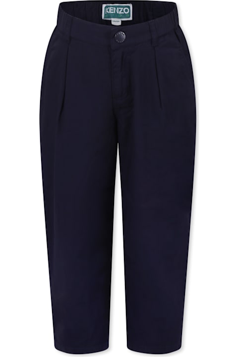Homeware Kenzo Kids Blue Trousers For Boy With Logo