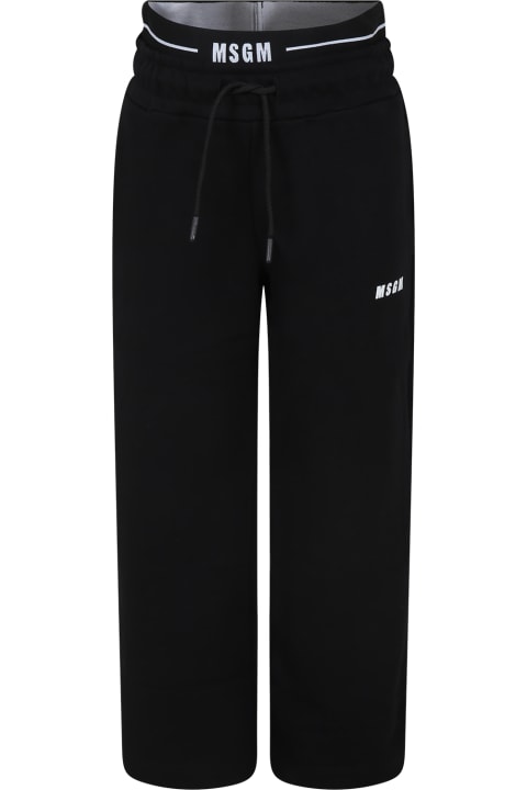 MSGM Bottoms for Women MSGM Black Trousers For Kids With Logo