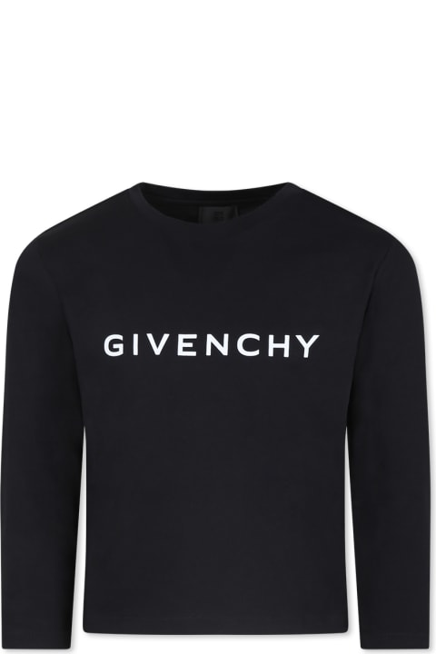 Fashion for Boys Givenchy Black T-shirt For Kids With Logo
