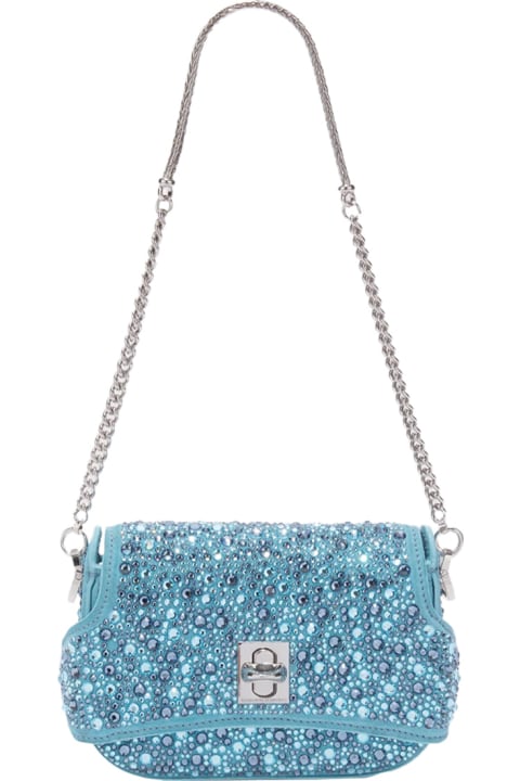 Ermanno Scervino Shoulder Bags for Women Ermanno Scervino Light Blue Audrey Bag With Crystals