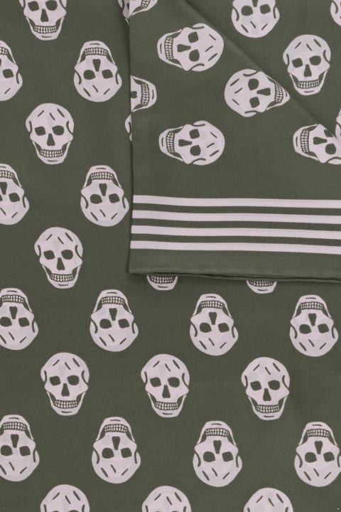 メンズ Alexander McQueenのスカーフ Alexander McQueen Skull-printed Striped Edge Scarf