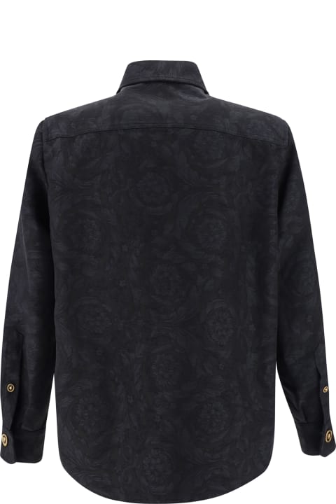 Versace for Men Versace 'barocco' Anthracite Cotton Shirt