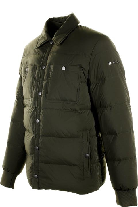 Green Quilted Men's Jacket With Buttons