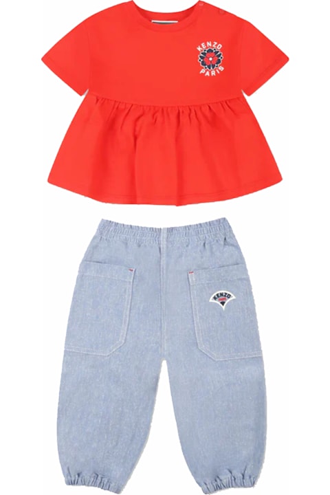 Kenzo Kids Bodysuits & Sets for Baby Girls Kenzo Kids Multicolor Set For Baby Girl With Logo And Flower