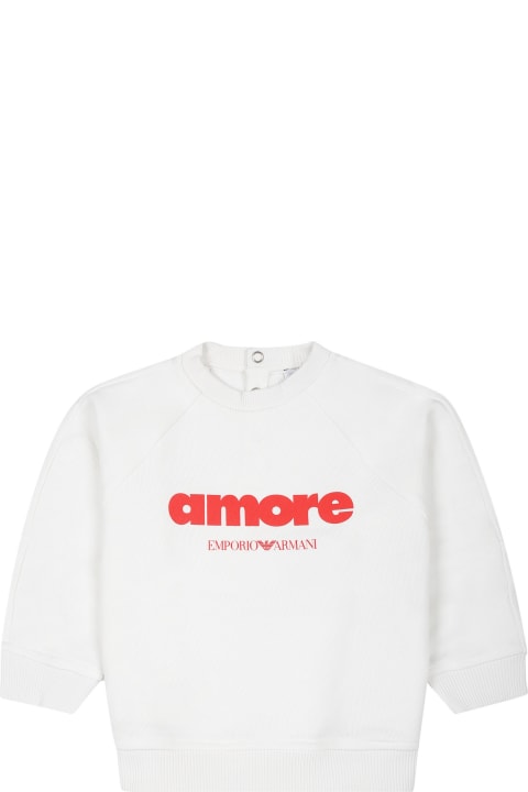 Emporio Armani Sweaters & Sweatshirts for Baby Boys Emporio Armani Ivory Sweatshirt For Babykids With Love Writing
