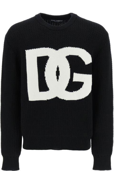 Sweaters for Men Dolce & Gabbana Crewneck Pullover With Jacquard Logo