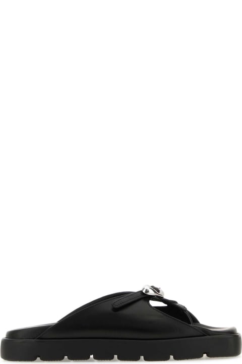 Alexander Wang for Women Alexander Wang Black Leather Dome Thong Slippers