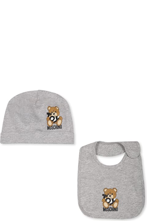 Homeware Moschino Grey Accessory Set For Babykids With Teddy Bear