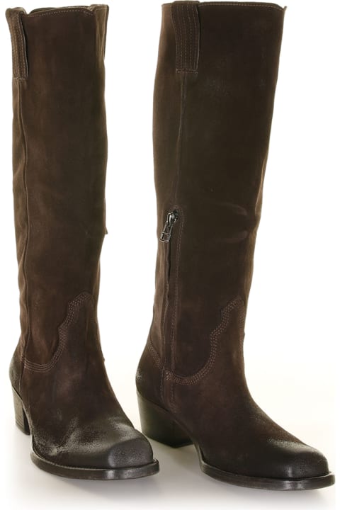 Brown Suede High Boot