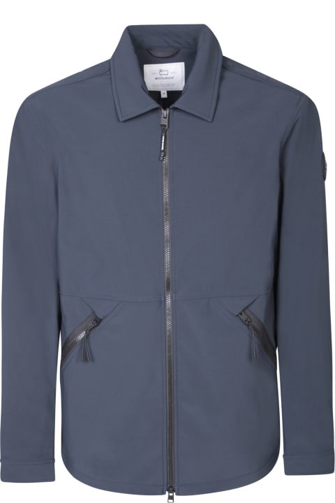 Woolrich Coats & Jackets for Men Woolrich Blue Soft Shell Zip Overshirt Woolrich