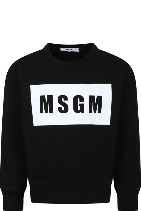 ボーイズ MSGMのニットウェア＆スウェットシャツ MSGM Black Sweatshirt For Kids With Logo