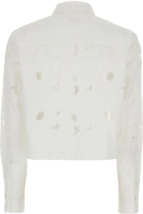 MSGM for Kids MSGM White Shirt With Classic Collar And All-over Perforated Details In Cotton Woman