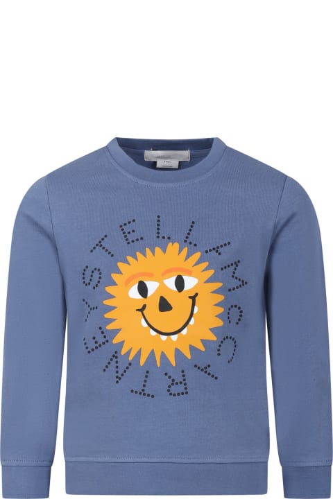 Sweaters & Sweatshirts for Boys Stella McCartney Kids Blue Sweatshirt For Boy With Print And Logo
