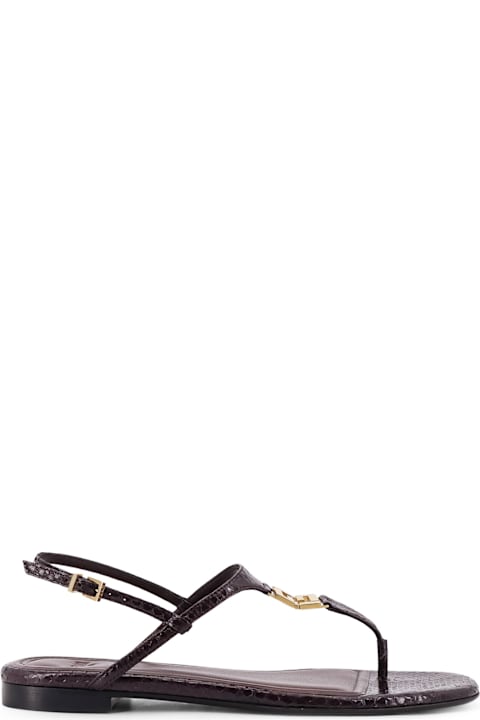 Fendi Fold Leather Sandals With Reptile Effect