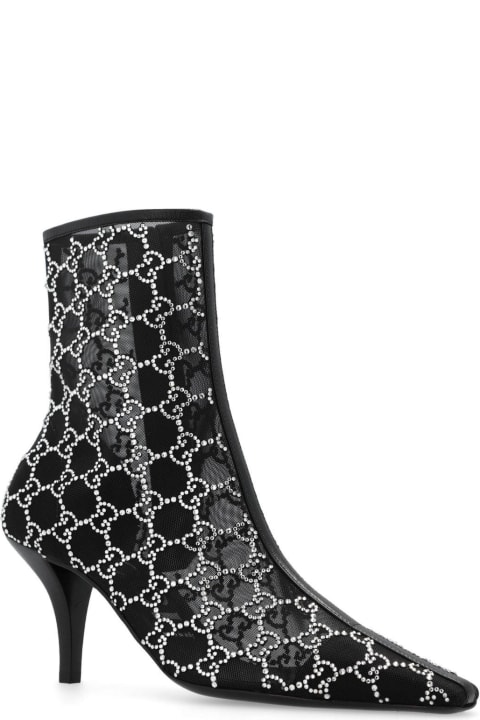 ウィメンズ Gucciのブーツ Gucci Gg Crystals-embellished Pointed-toe Ankle Boots