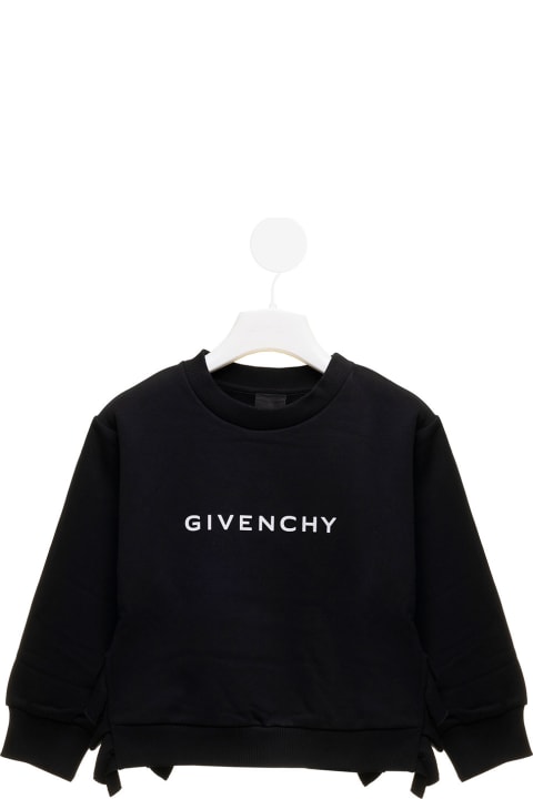 Black Jersey Sweatshirt With Logo And Ruffles Detail Givenchy Kids Girl