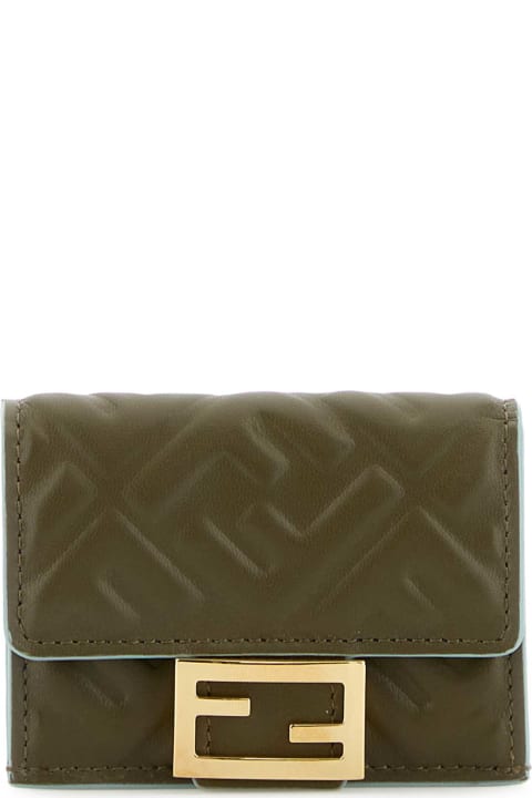 Fendi Accessories for Women Fendi Army Green Leather Baguette Wallet