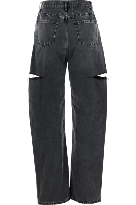 Homeware Maison Margiela Black Five-pocket Style Jeans With Rips In Cotton Denim Woman