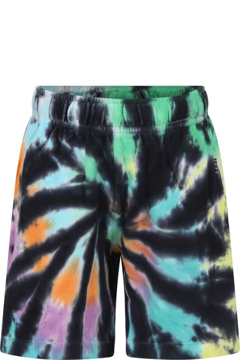 Molo Bottoms for Boys Molo Black Shorts For Boy With Tie-dye Print